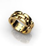Кольцо золотое “крупный браслет”
