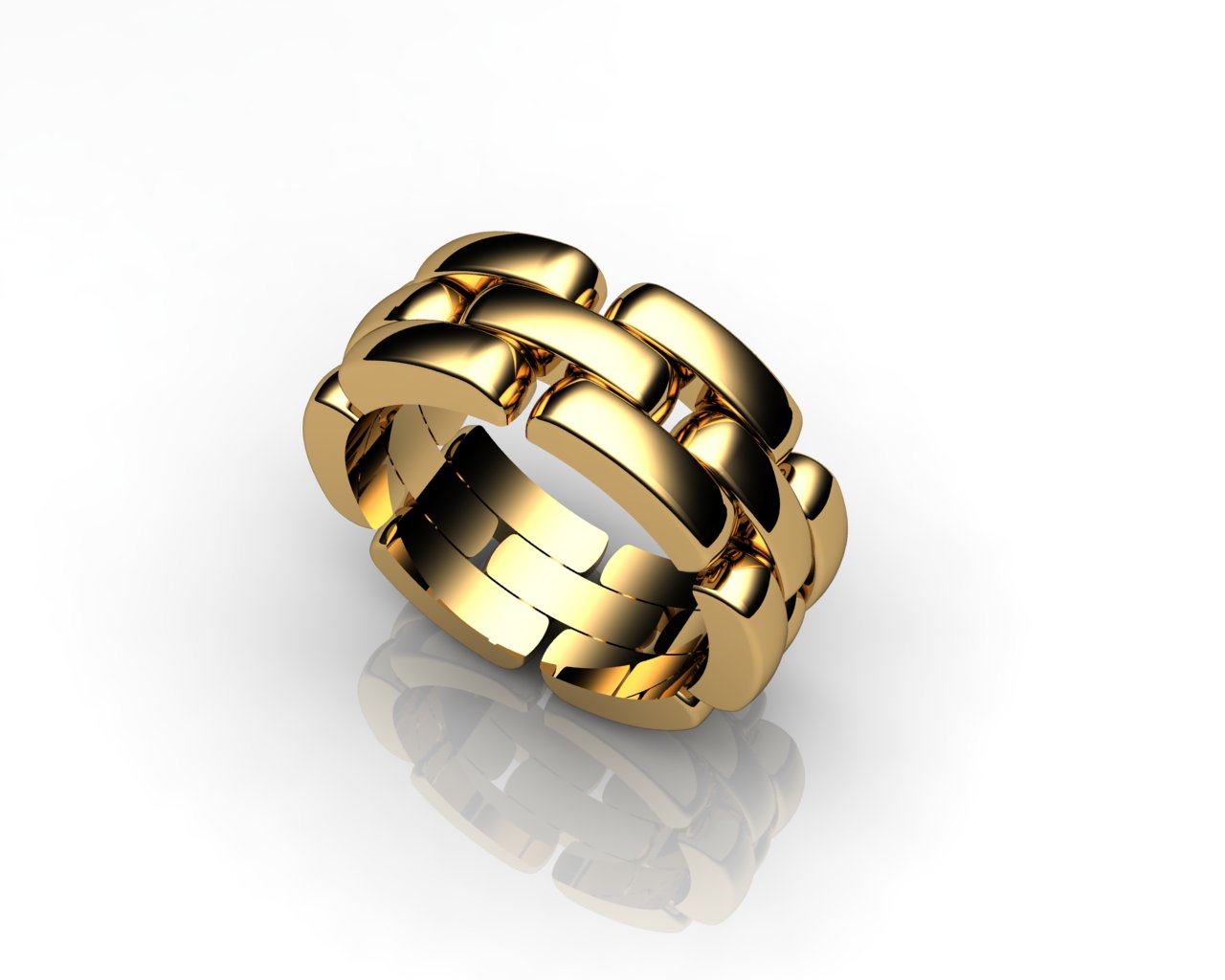 Кольцо золотое “крупный браслет”