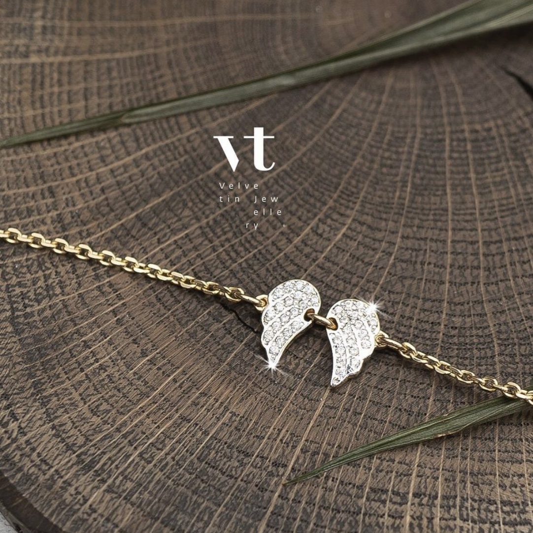 Браслет с кулоном «Крылья подвижные маленькие» - Velvetin Jewellery